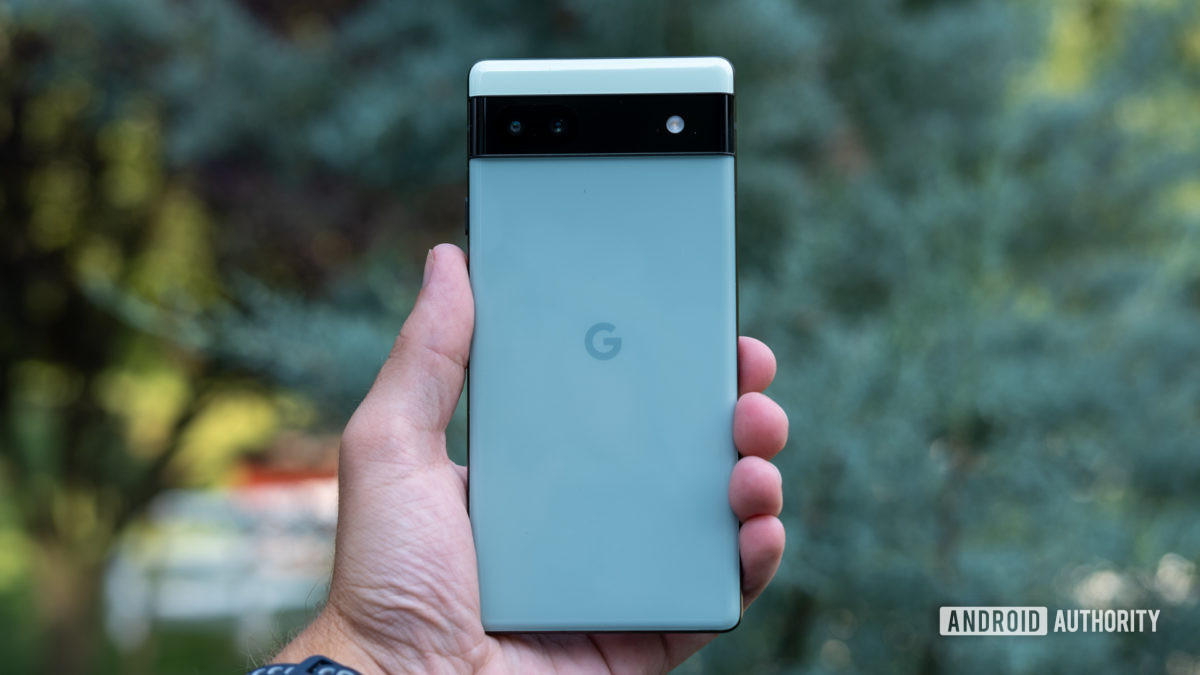 google pixel 6a back in hand outdoors