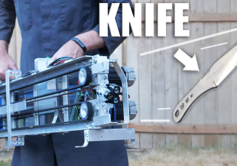 YouTube engineer builds an insanely accurate knife-throwing gun