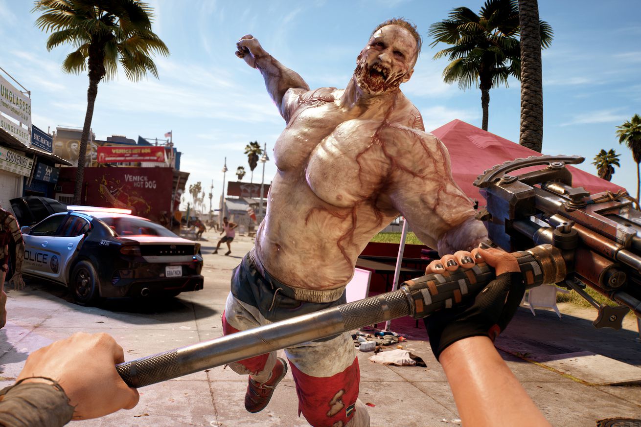 A zombie launches at the player in Dead Island 2.