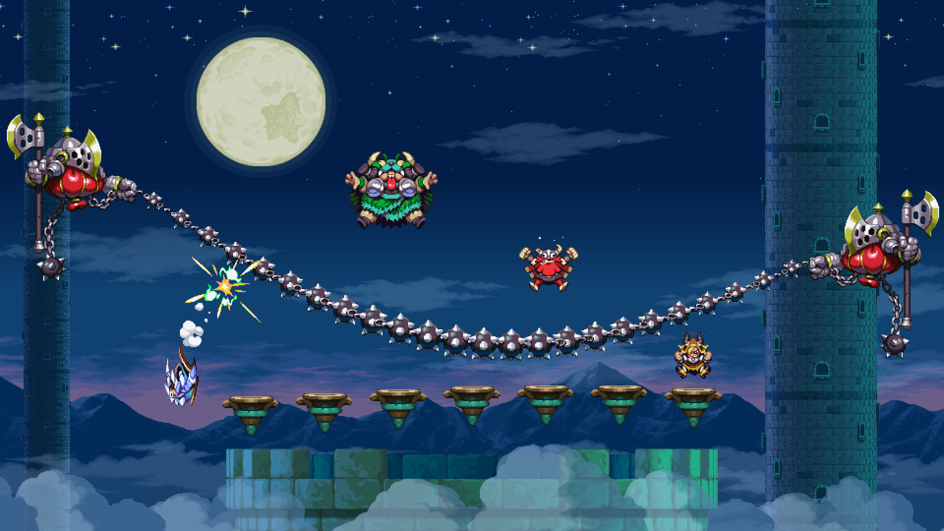 Screenshot from videogame Vikings on Trampolines.