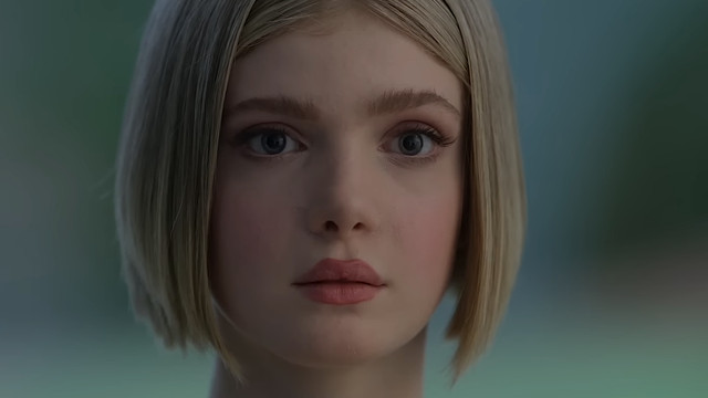 Artificial companion Meredith (Elena Kampouris) stares out at the screen in Wifelike