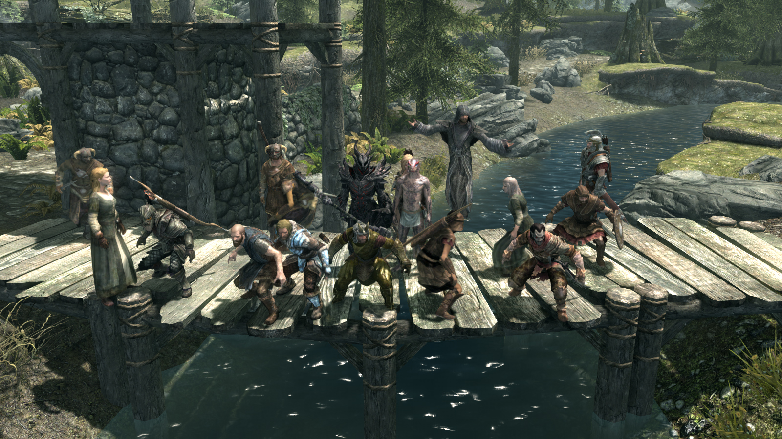 Skyrim mods - A small clan of Dragonborn gather in co-op in Skyrim Together Reborn.