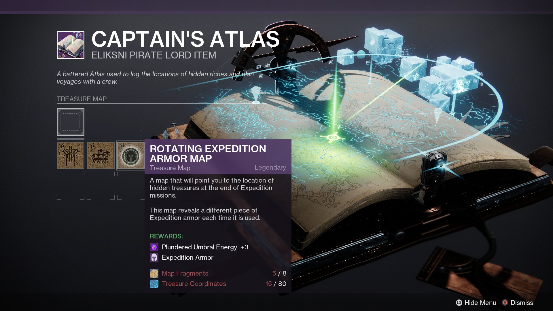 Destiny 2 treasure map slot in Captain's Atlas