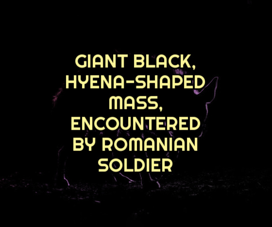 Giant Black, Hyena-Shaped Mass, Encountered by Romanian Soldier