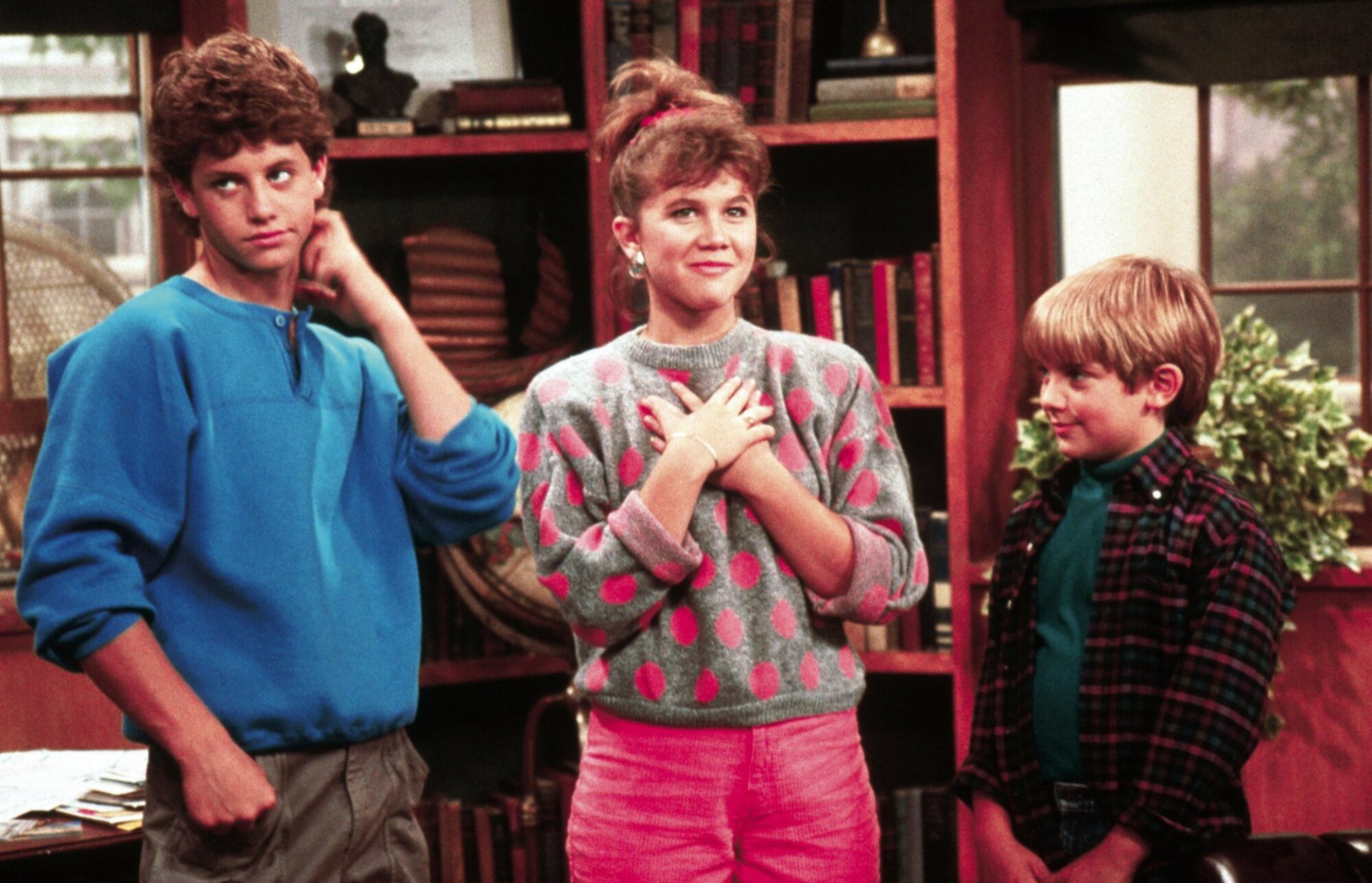 Kirk Cameron, Tracey Gold, and Jeremy Miller as the Seaver siblings in "Growing Pains."