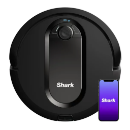 Shark robot vacuum and smartphone with purple Shark logo on screen