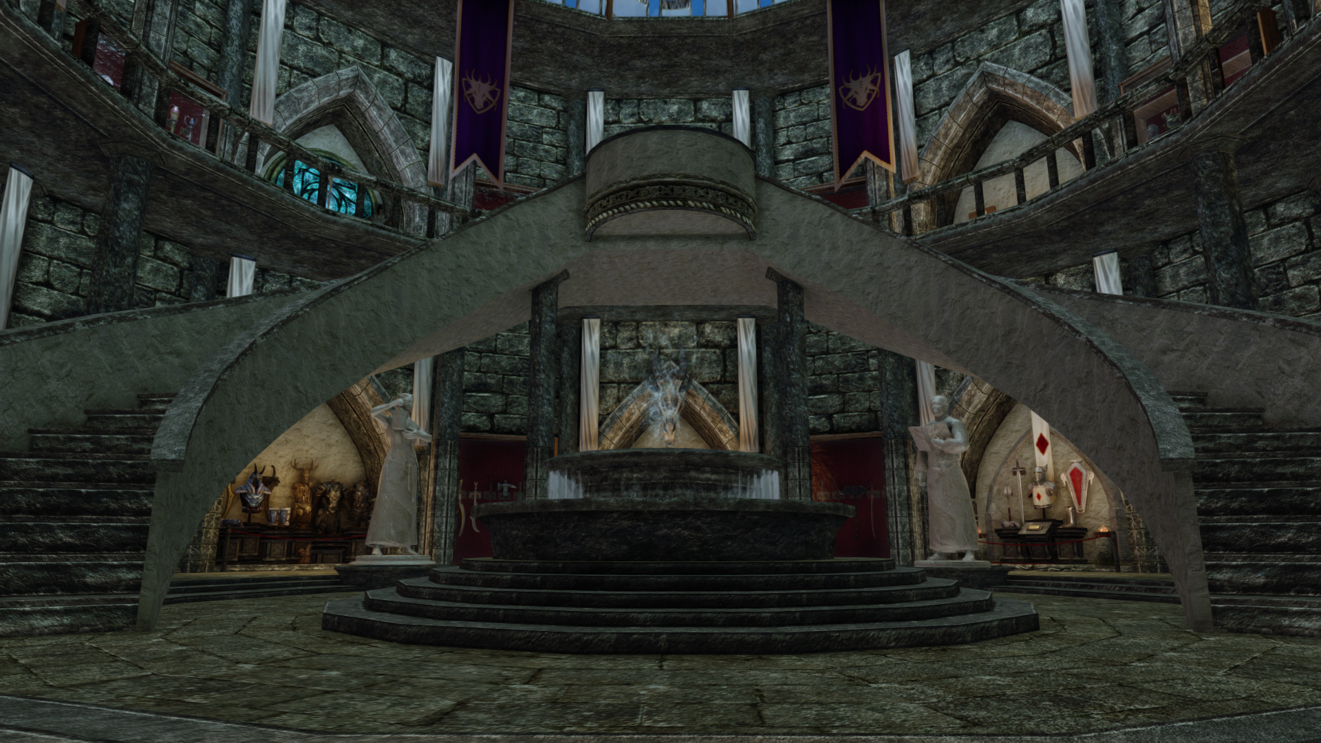 Skyrim: Special Edition mods - a foyer to the museum added by the Legacy of the Dragonborn mod, which commemorates the player's achievements and adventures.