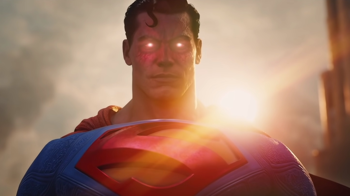 Suicide Squad - Evil Superman charges his eyes up in front of the sun