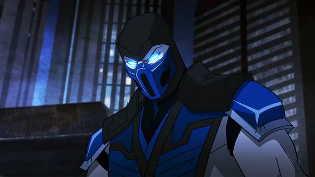 A still of Sub-Zero in a city setting from animated movie Mortal Kombat Legends: Snow Blind