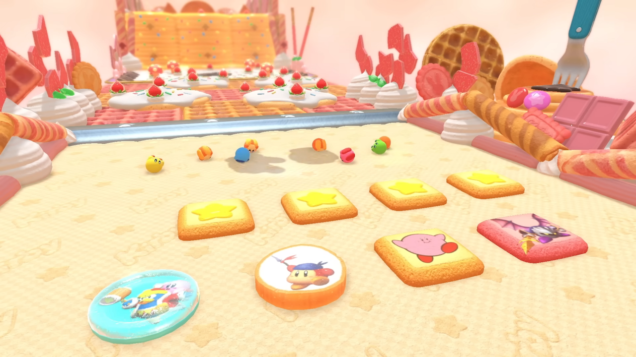 The start of a race in Kirby's Dream Buffet