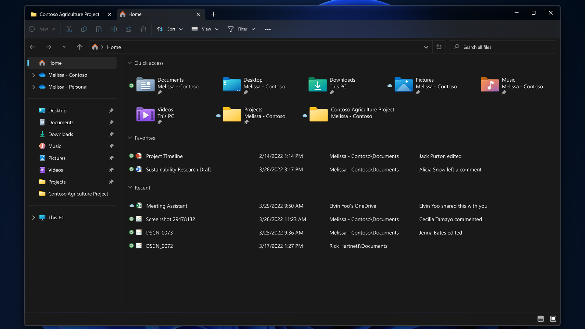 File Explorer with tabs in Windows 11 2022 update