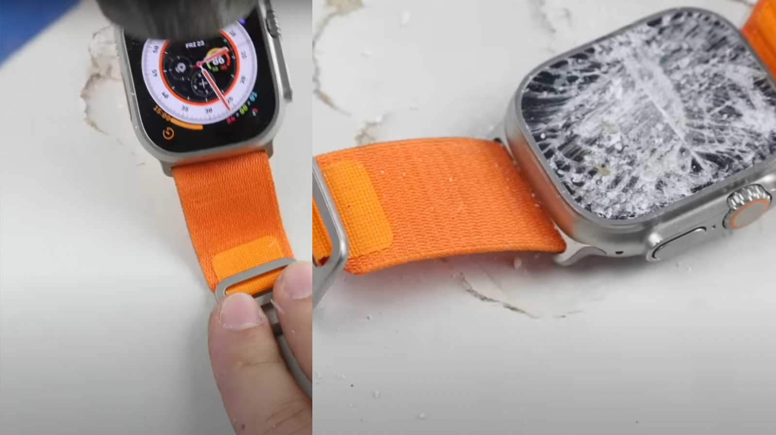YouTuber Tests Apple Watch Ultra Durability With a Hammer: Table Breaks Before the Watch