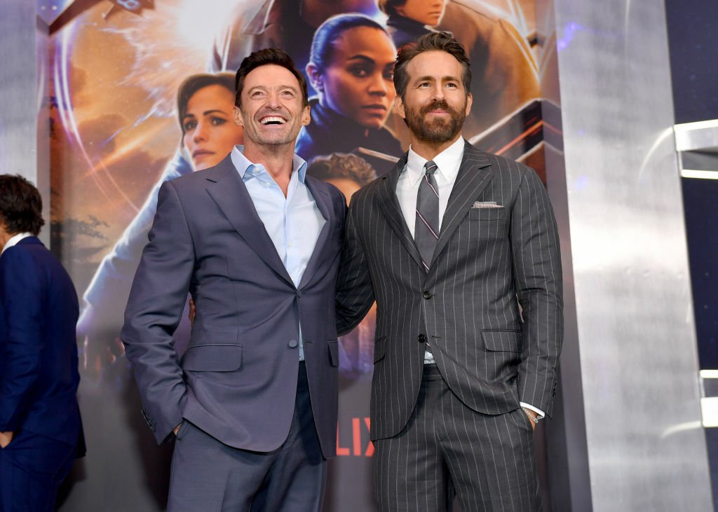 Hugh Jackman and Ryan Reynolds at the premiere of 'The Adam Project.'