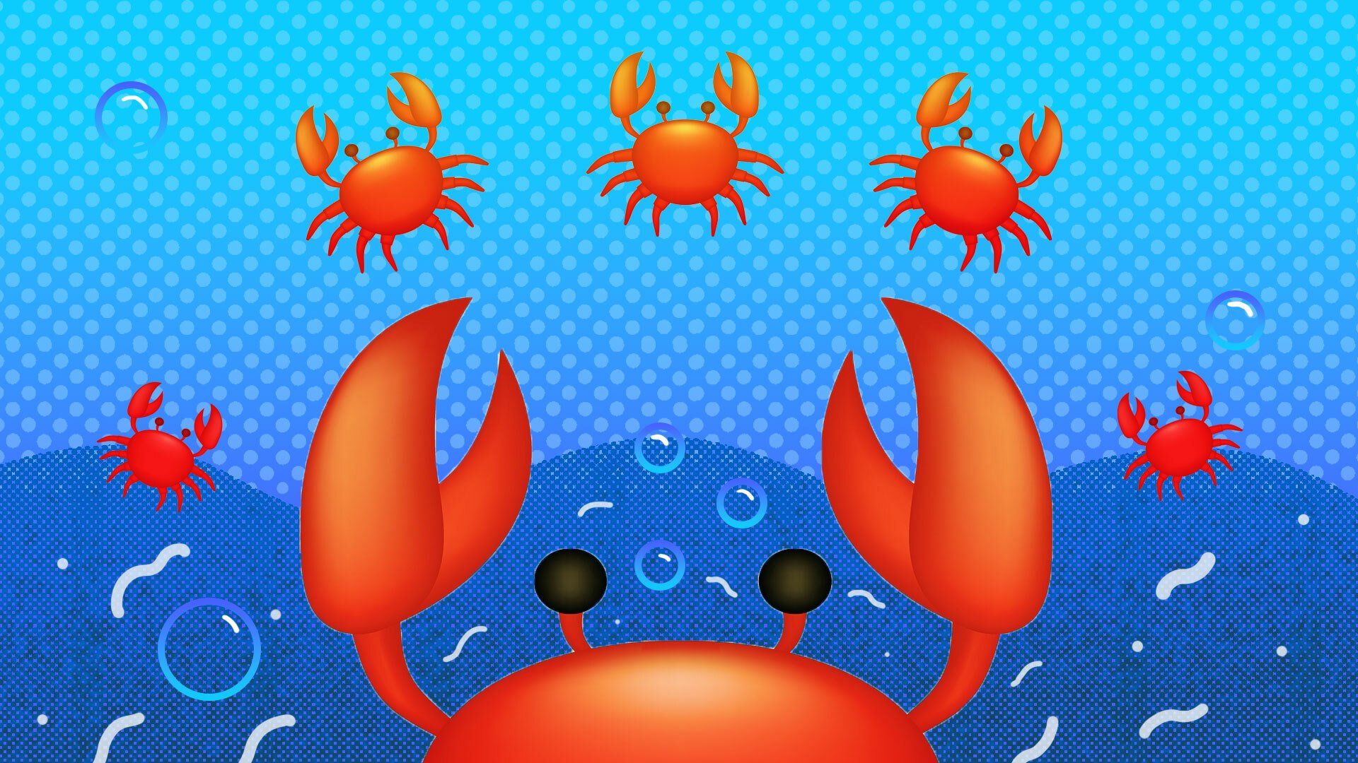 Crab emoji set against an aquatic backdrop