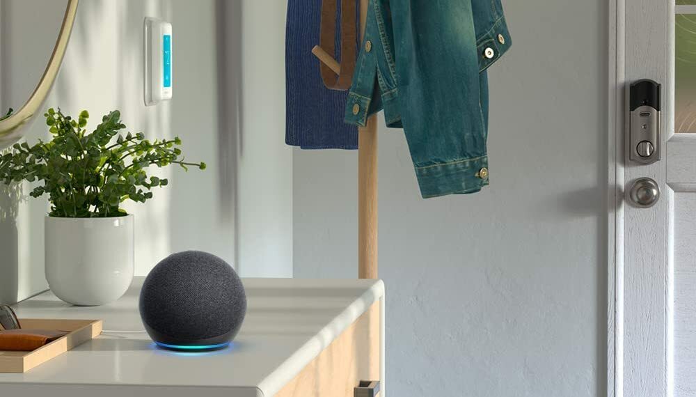 Amazon Echo Dot on a console table