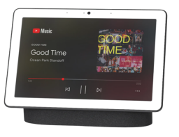 google nest hub max with youtube music displayed on screen