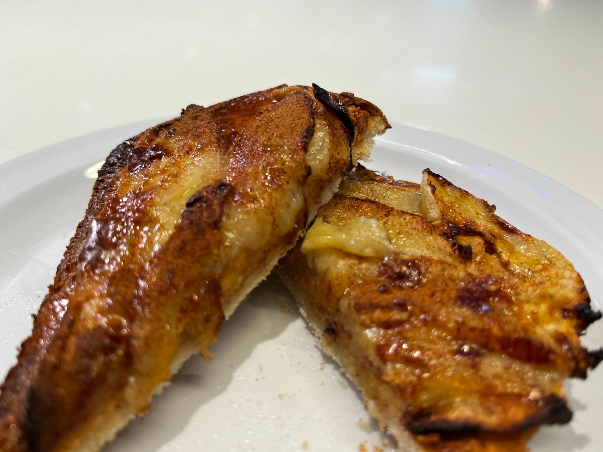 banana bread toast on a plate
