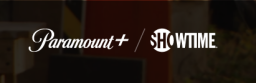 paramount+ logo and showtime logo in white font with black background