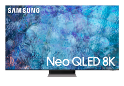 Samsung Neo QLED TV with abstract screensaver