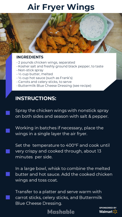 Recipe for air fry wings