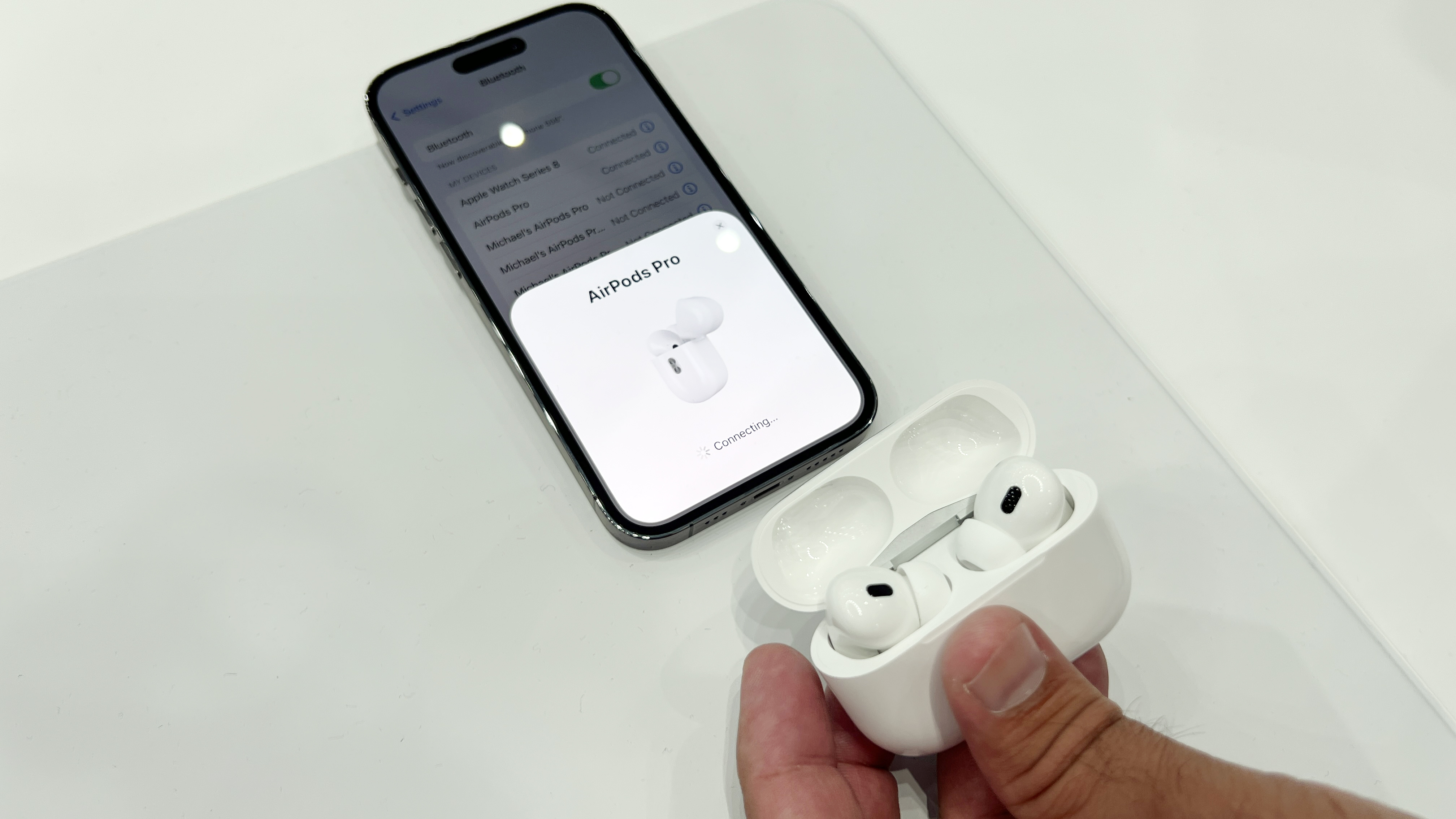 Image of the AirPods Pro 2 in action during launch