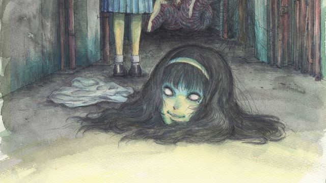 Junji Ito Maniac: Japanese Tales of the Macabre - A severed head with milky white eyes stares at the viewer from the floor.