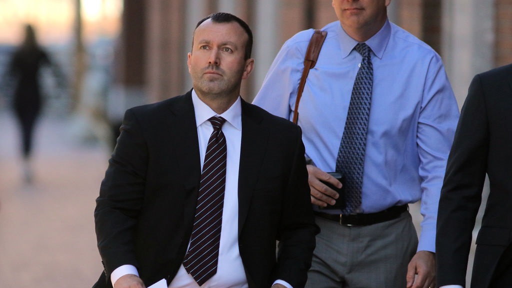 Boston, MA - September 29: James Baugh arrives for his sentencing. Two former eBay executives arrived at Moakley Federal Court for sentencing in their cyber stalking case. They were convicted of menacing Natick couple Ina and David Steiner.