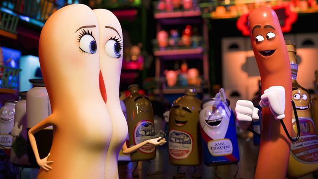 Sausage Party - Frank and Brenda, a sausage and matching bun, enjoy a dance together surrounded by their condiment friends.