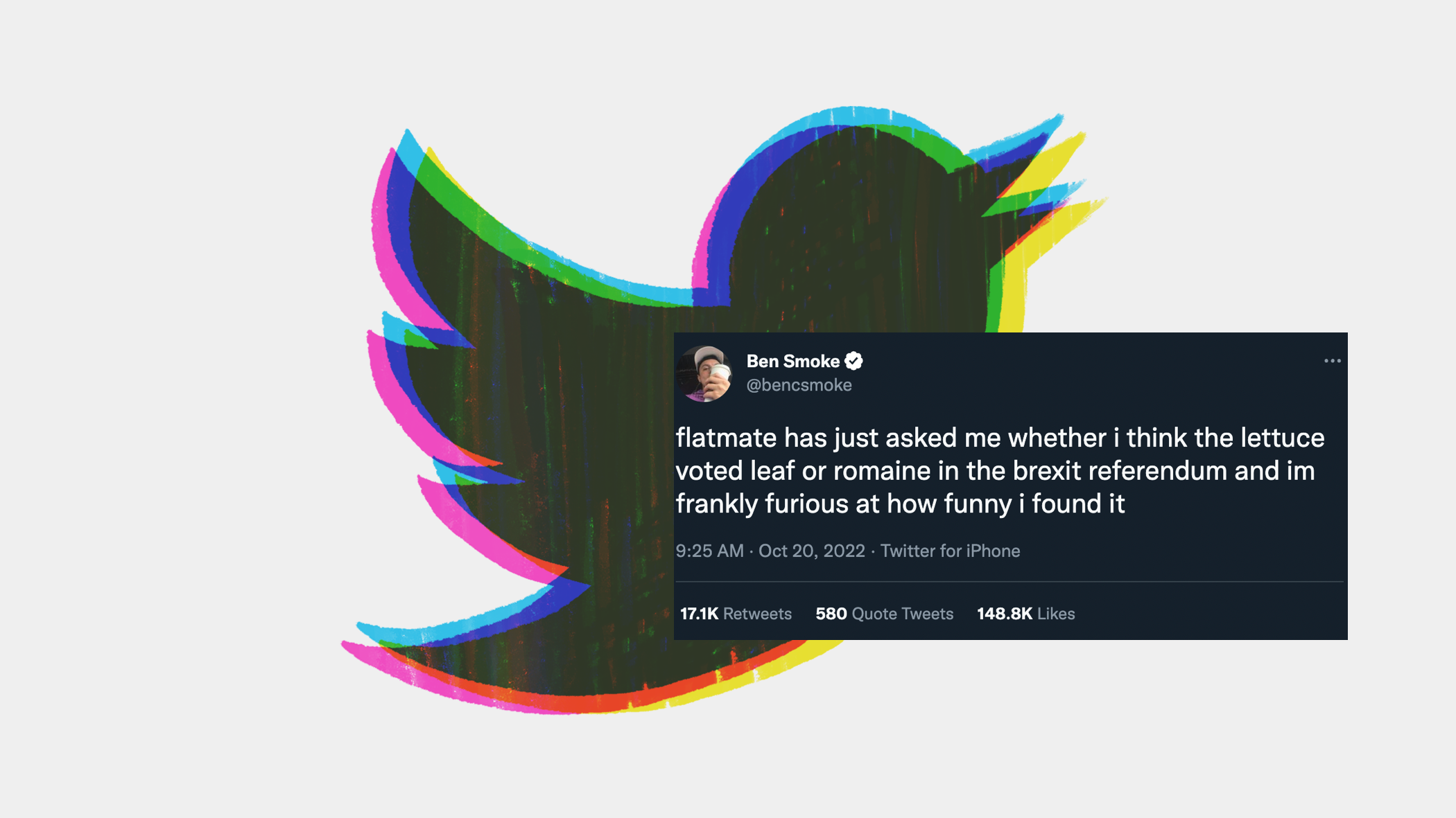 illustration of twitter bird with joke about lettuce 
