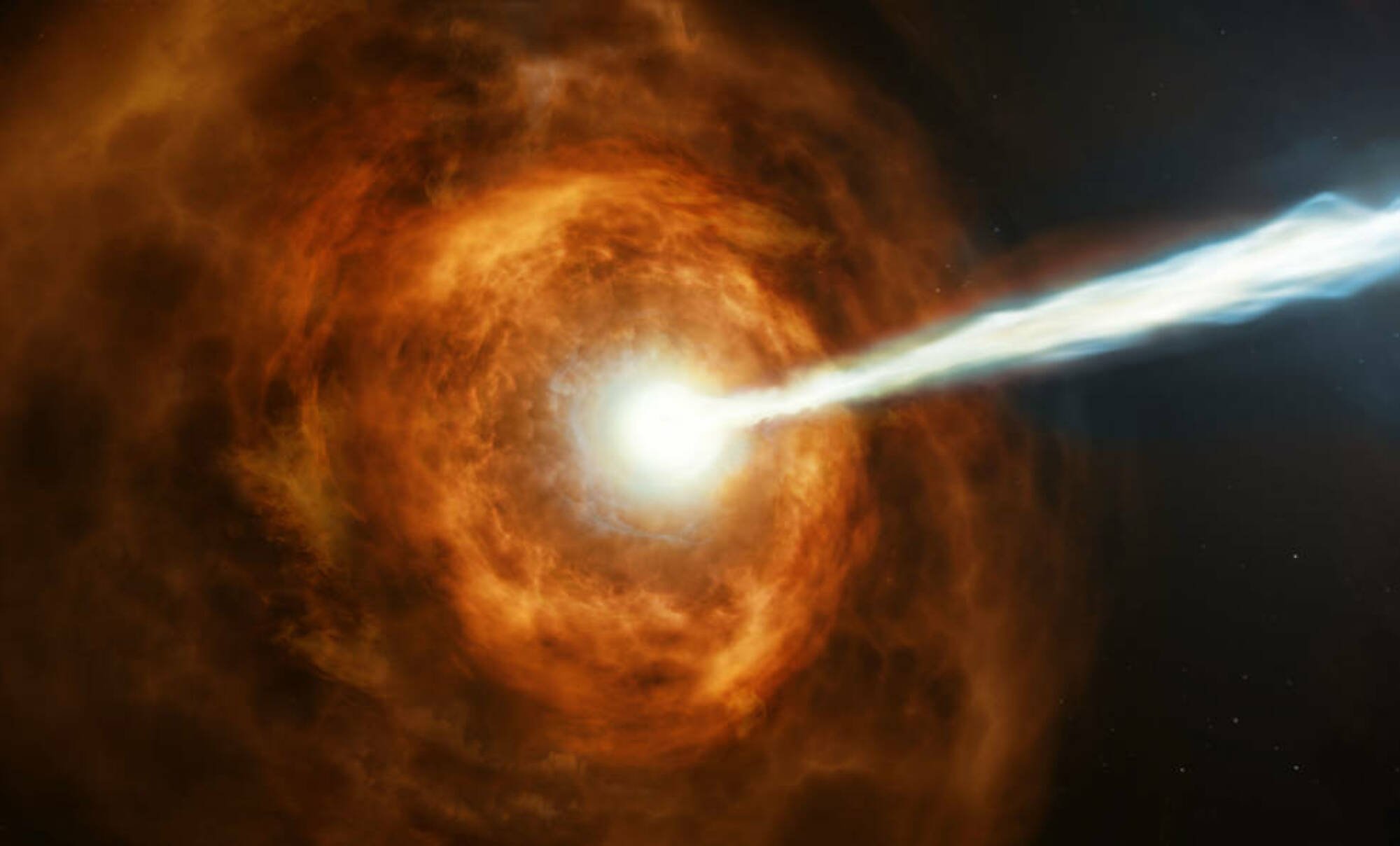 artist's conception of a Gamma-ray burst from an exploded star