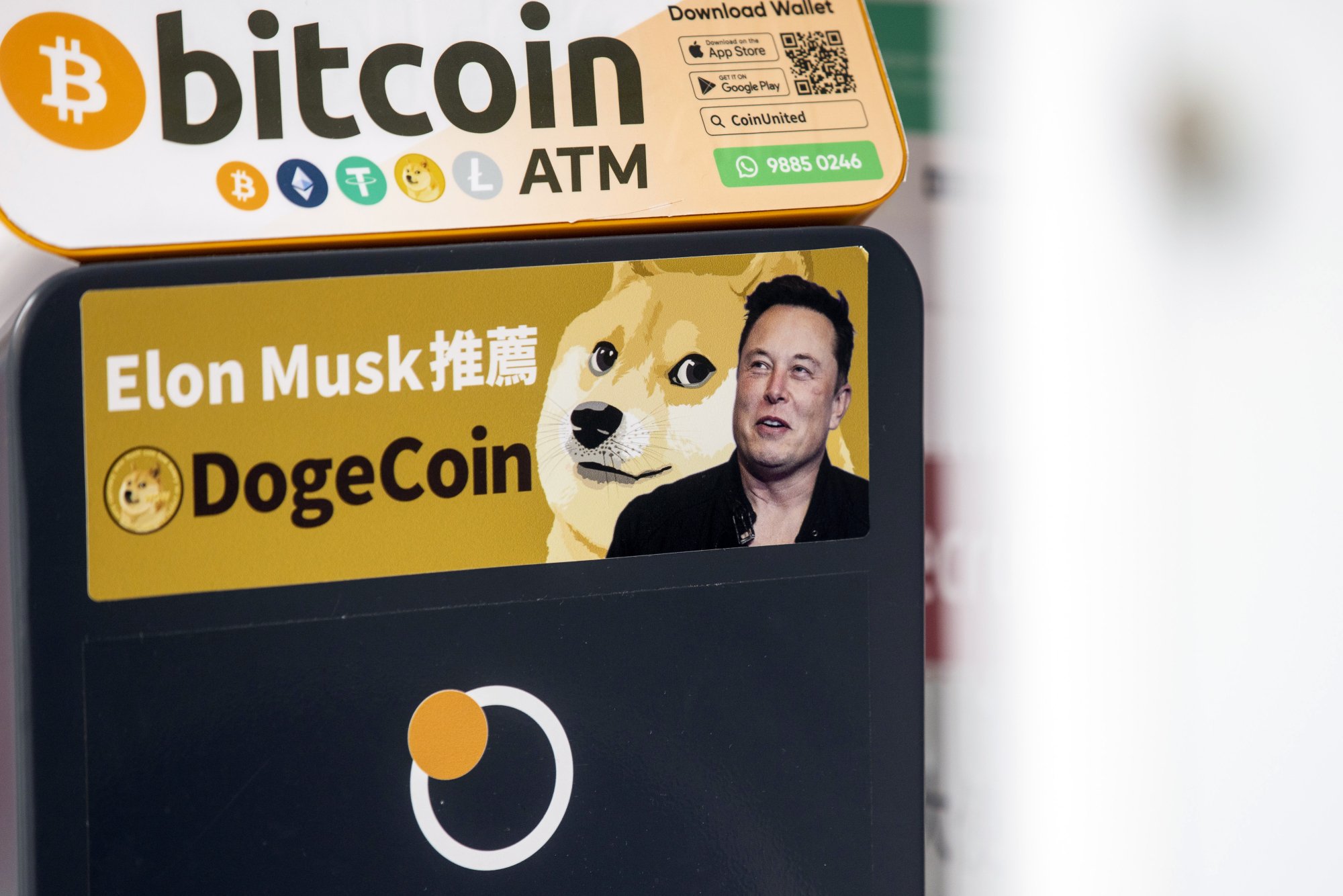 Elon Musk on a crypto ATM