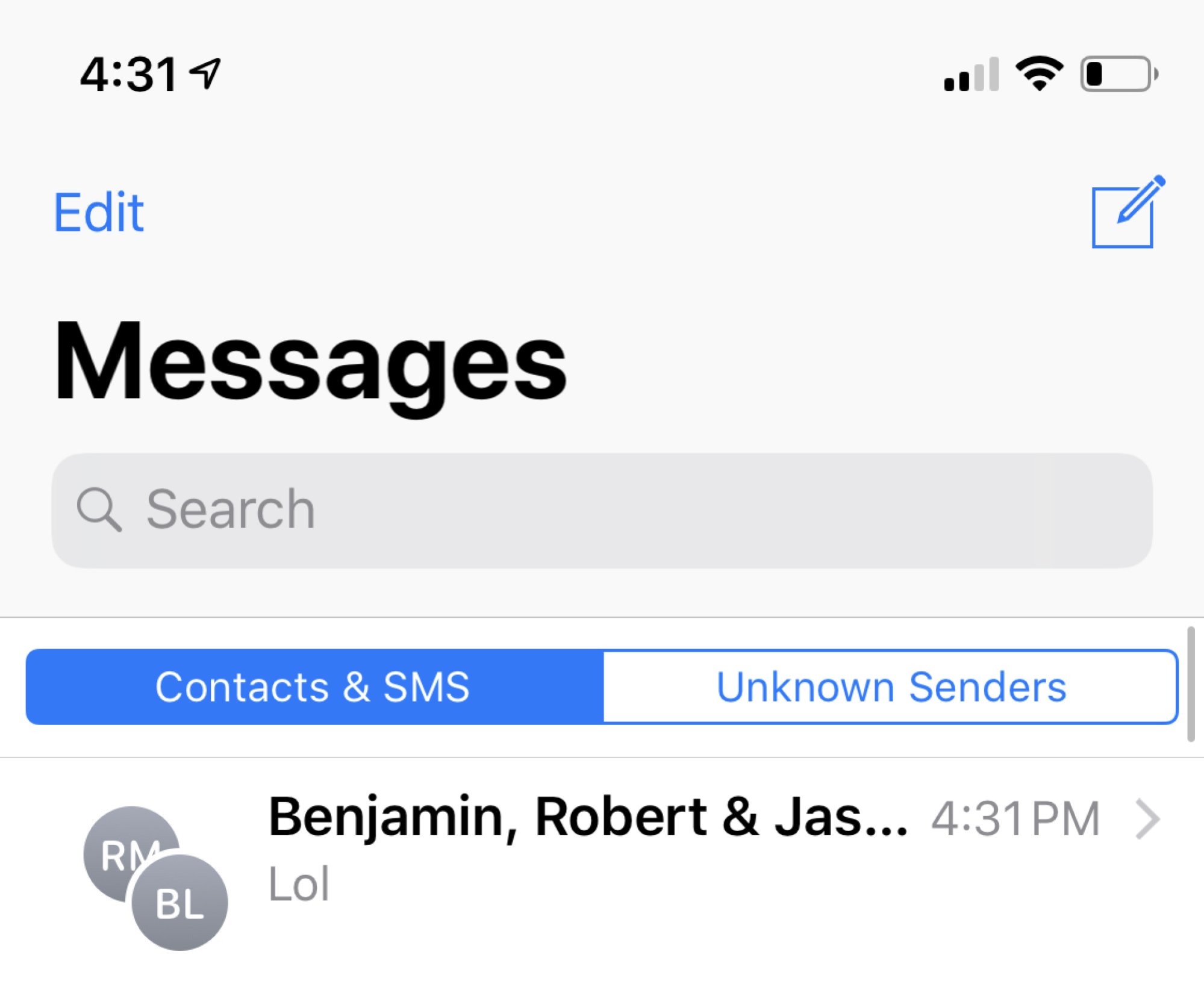 Screenshot of group chat on iMessage