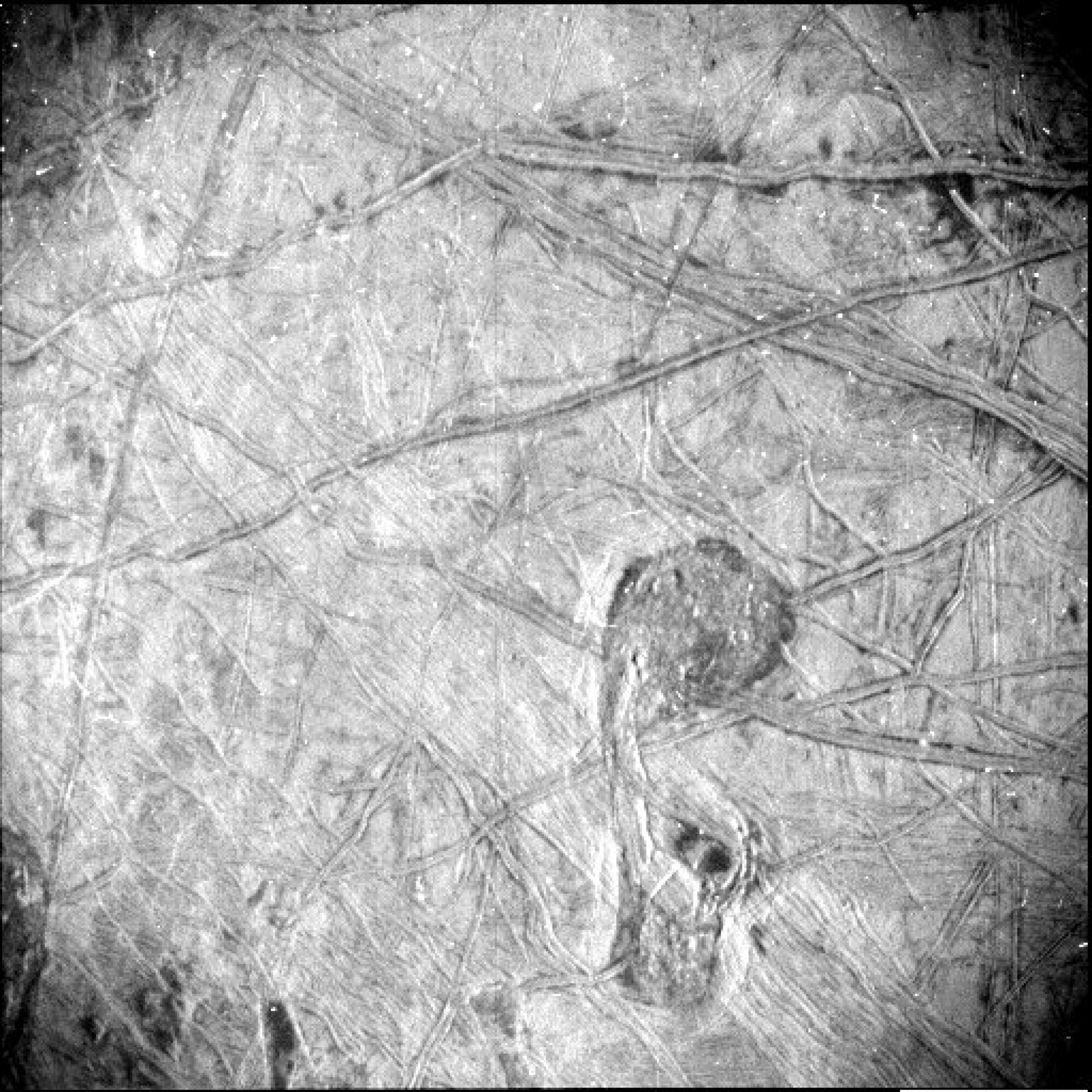 an up-close view of the surface of Jupiter's moon Europa