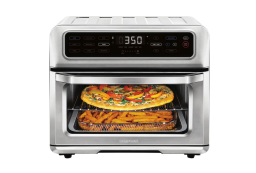 Chefman air fryer oven with pizza and fries inside