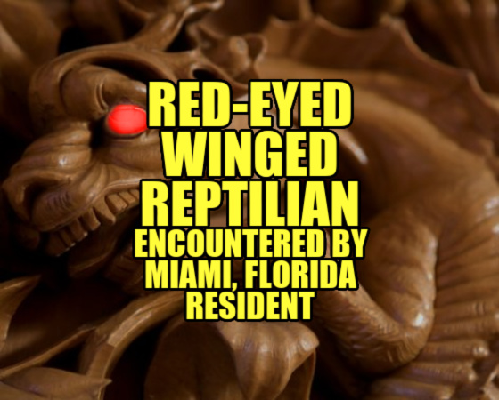 RED-EYED WINGED REPTILIAN Encountered by Miami, Florida Resident