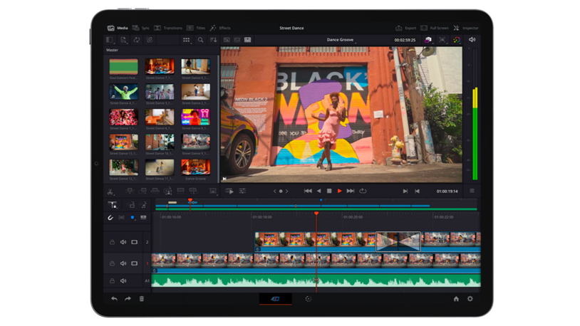 A person cutting audio and video together on DaVinci Resolve for iPad