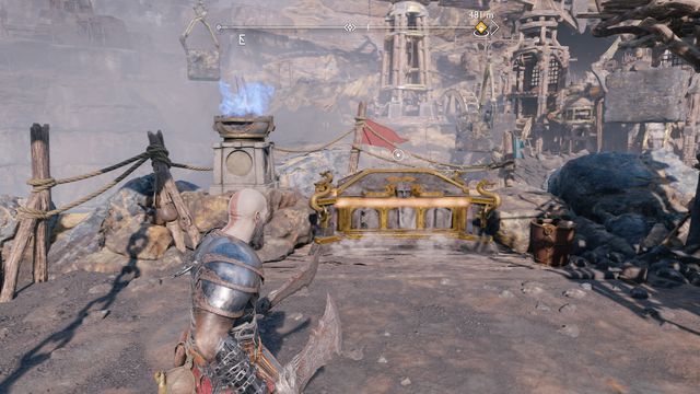 Kratos looks at a Nornir Chest in God of War Ragnarok, which includes one of the new Braziers