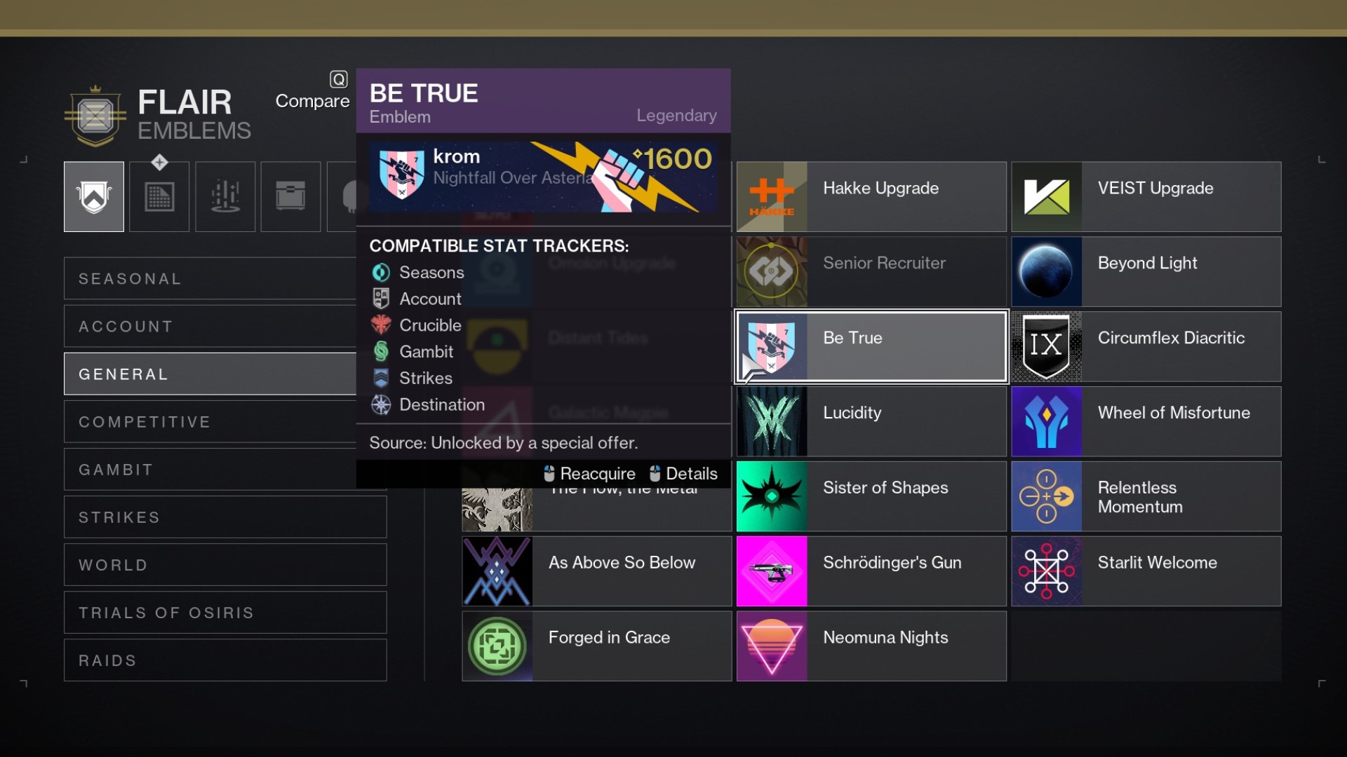 How to get the Be True emblem in Destiny 2