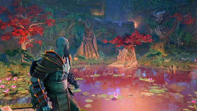 Kratos stares at the Wishing Well in Vanaheim.