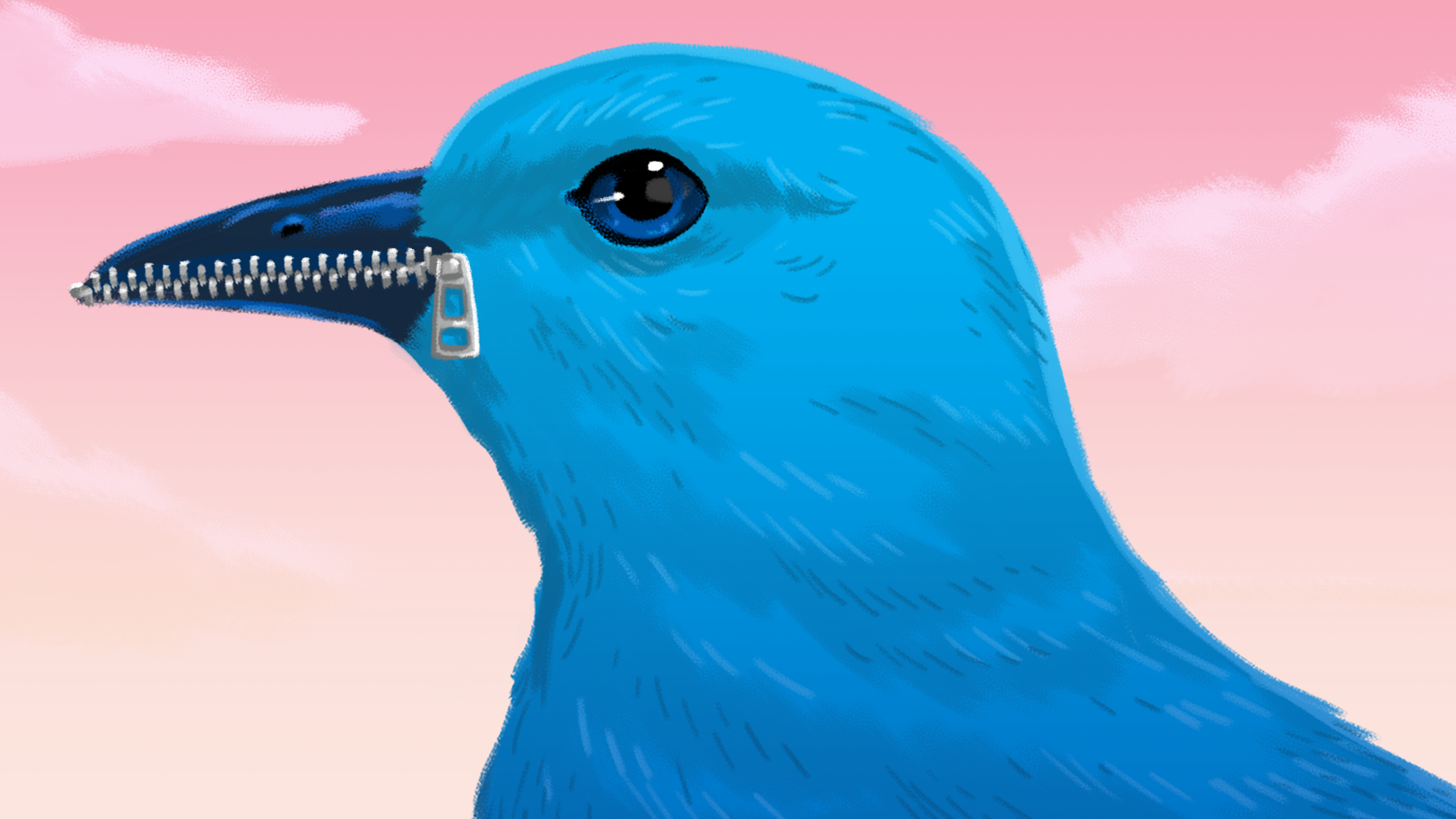 Blue bird with zipper for a mouth