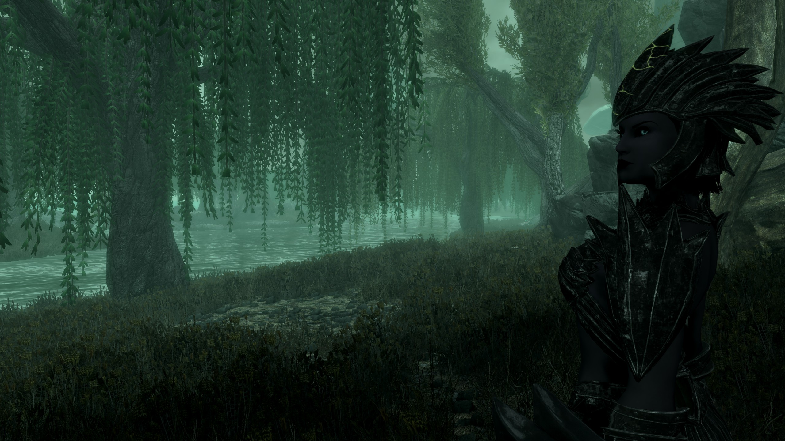 An armored mazken looks over swampland in the Extended Cut: Saints & Seducers mod