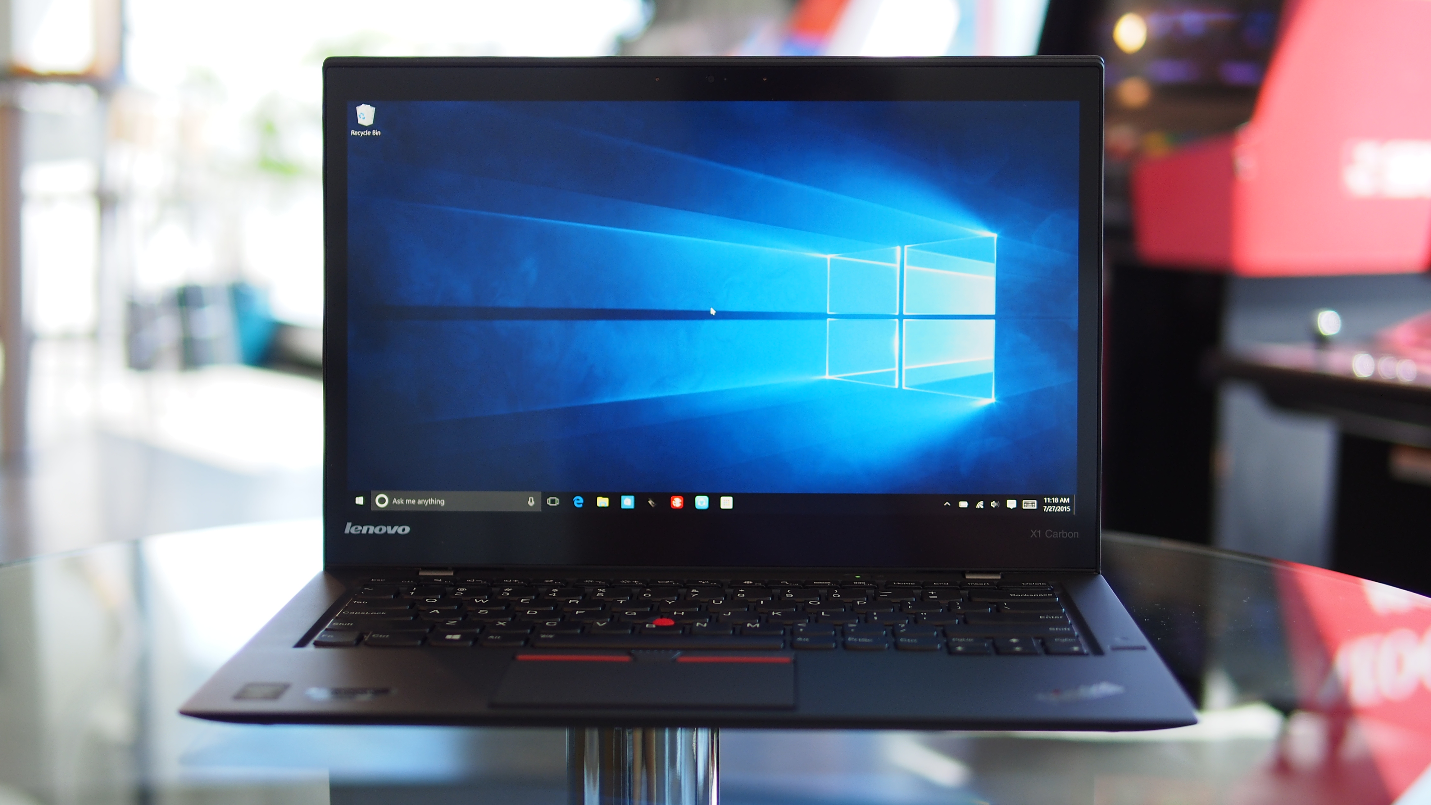 The Windows 10 desktop shown on a ThinkPad laptop.