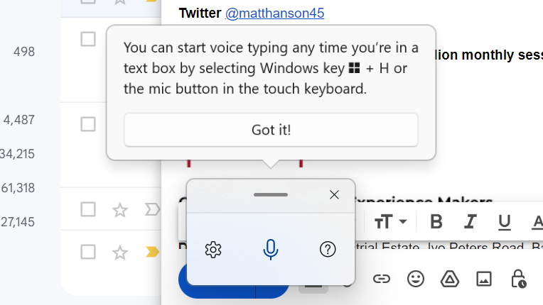 Windows 11 voice text app in action