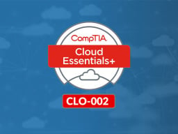comptia cloud essentials logo with blue background