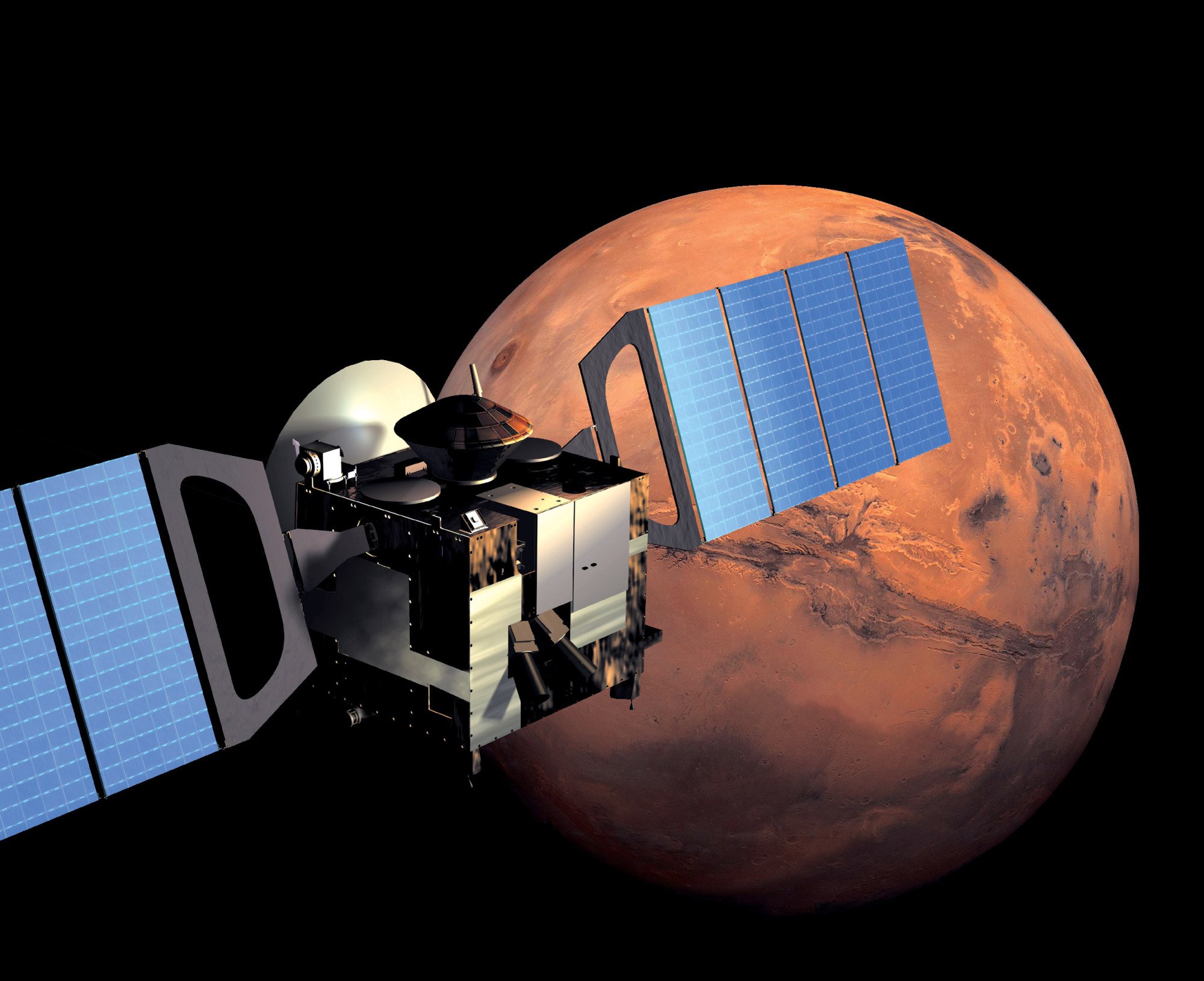 Mars Express spacecraft orbiting Mars