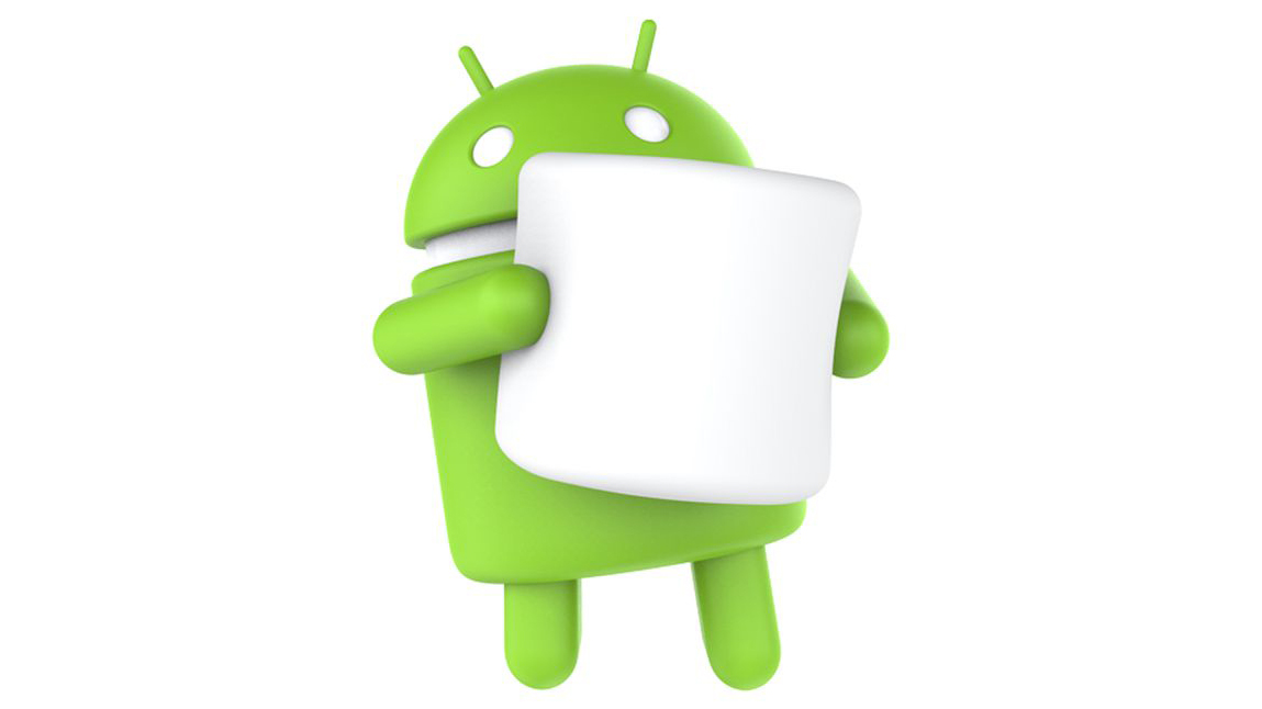 Android mascot holding a Marshmallow