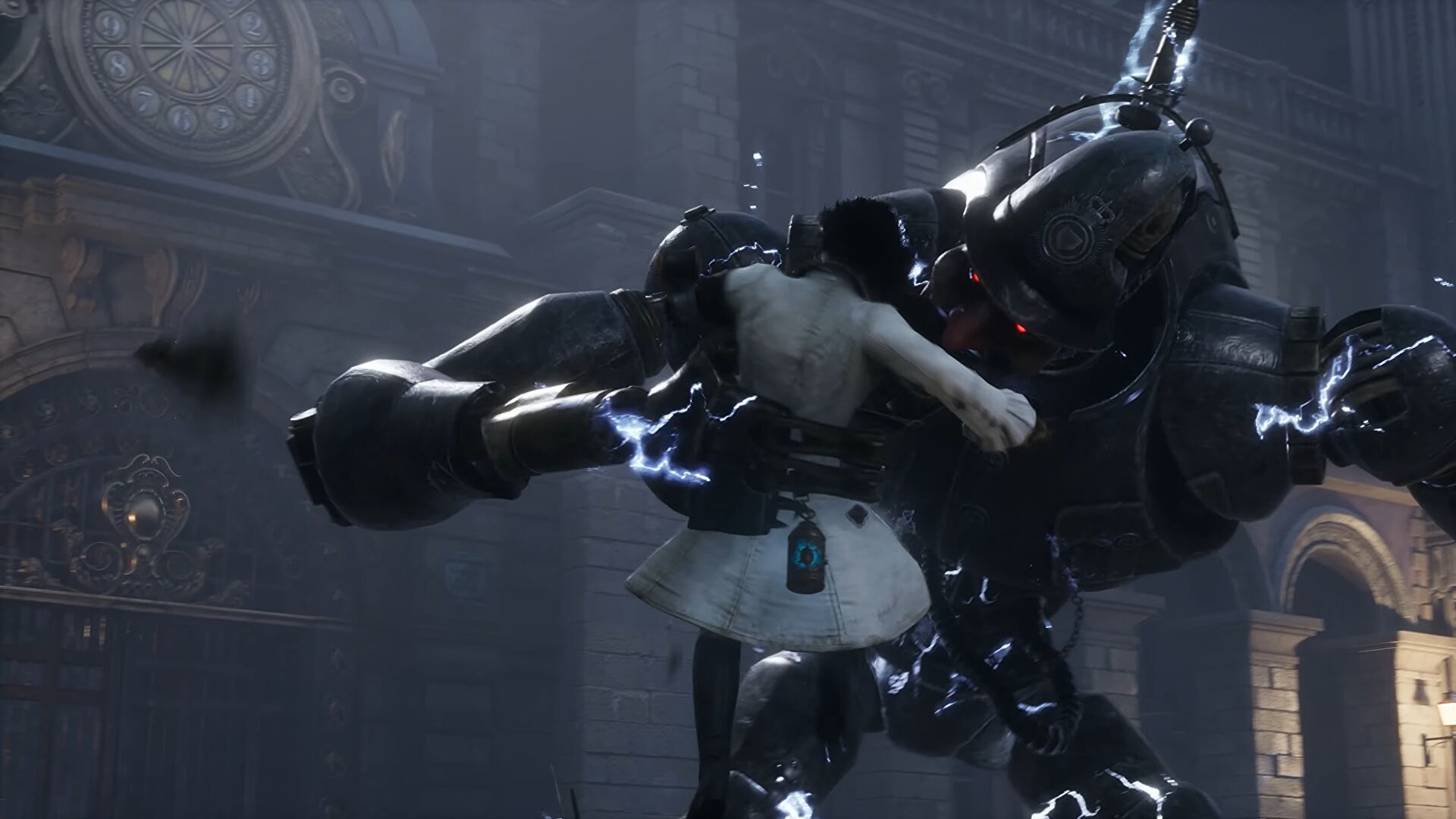 Fresh Lies Of P footage shows off a fight with a lightning gorilla robocop